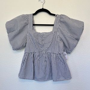 NWT stripe puff sleeve blouse